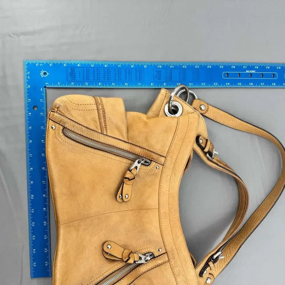 B. Makowsky Mustard Yellow Butter Soft Genuine Leather Satchel Purse